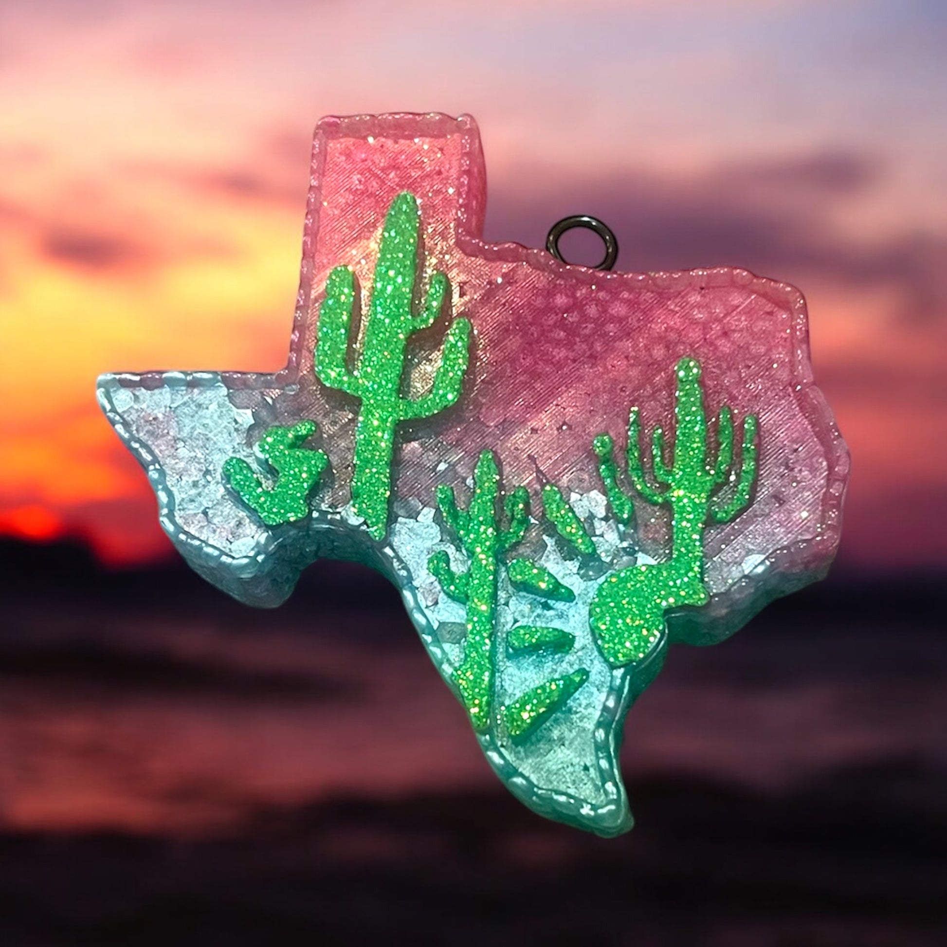 Texas Sunset Car Freshie- Glittered state aroma beads