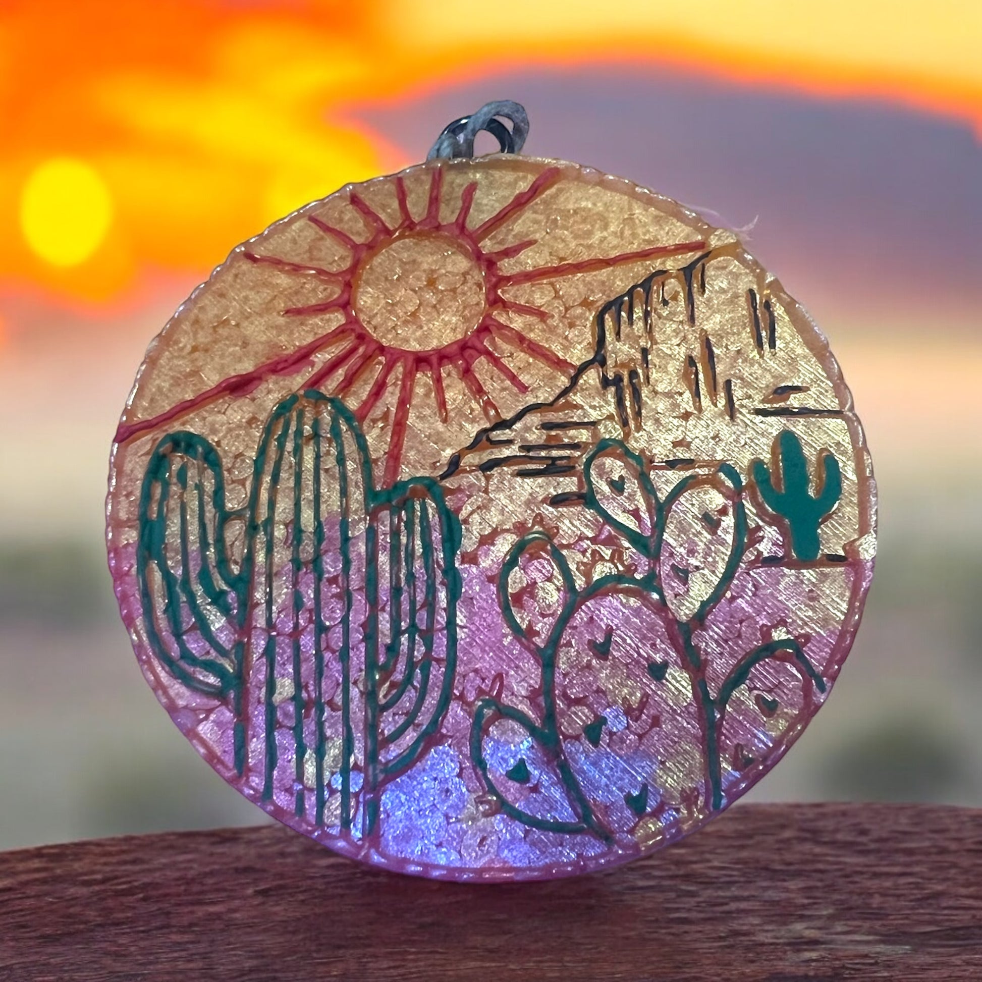 Desert Sunrise Car Freshie- Glittered vehicle decor