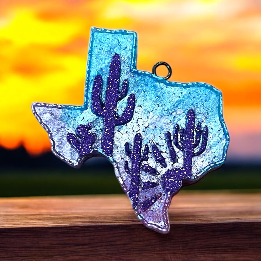 Texas Sunset Car Freshie- Glittered state aroma beads
