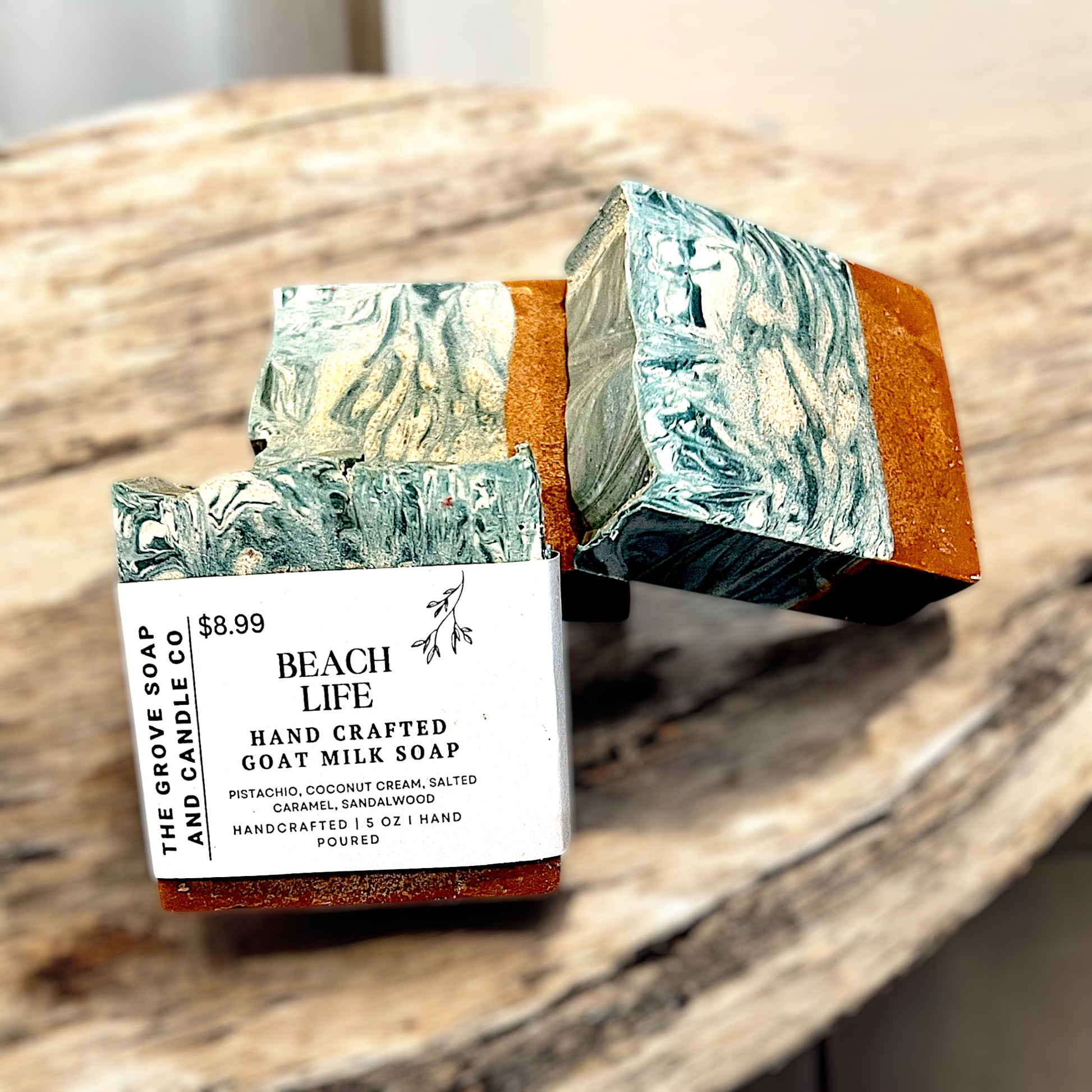 Beach Life natural hand made soap depicting packaging and branding from The Soap and Candle Co