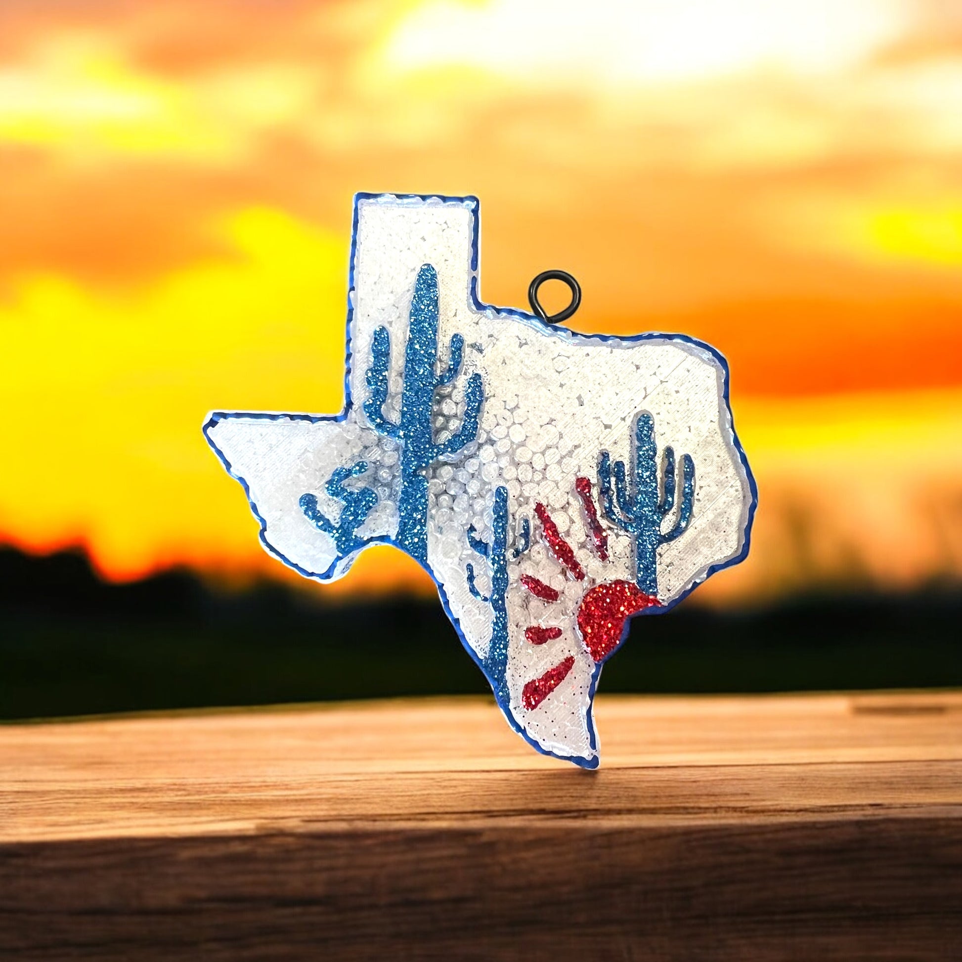Texas Sunset Car Freshie- Glittered state aroma beads