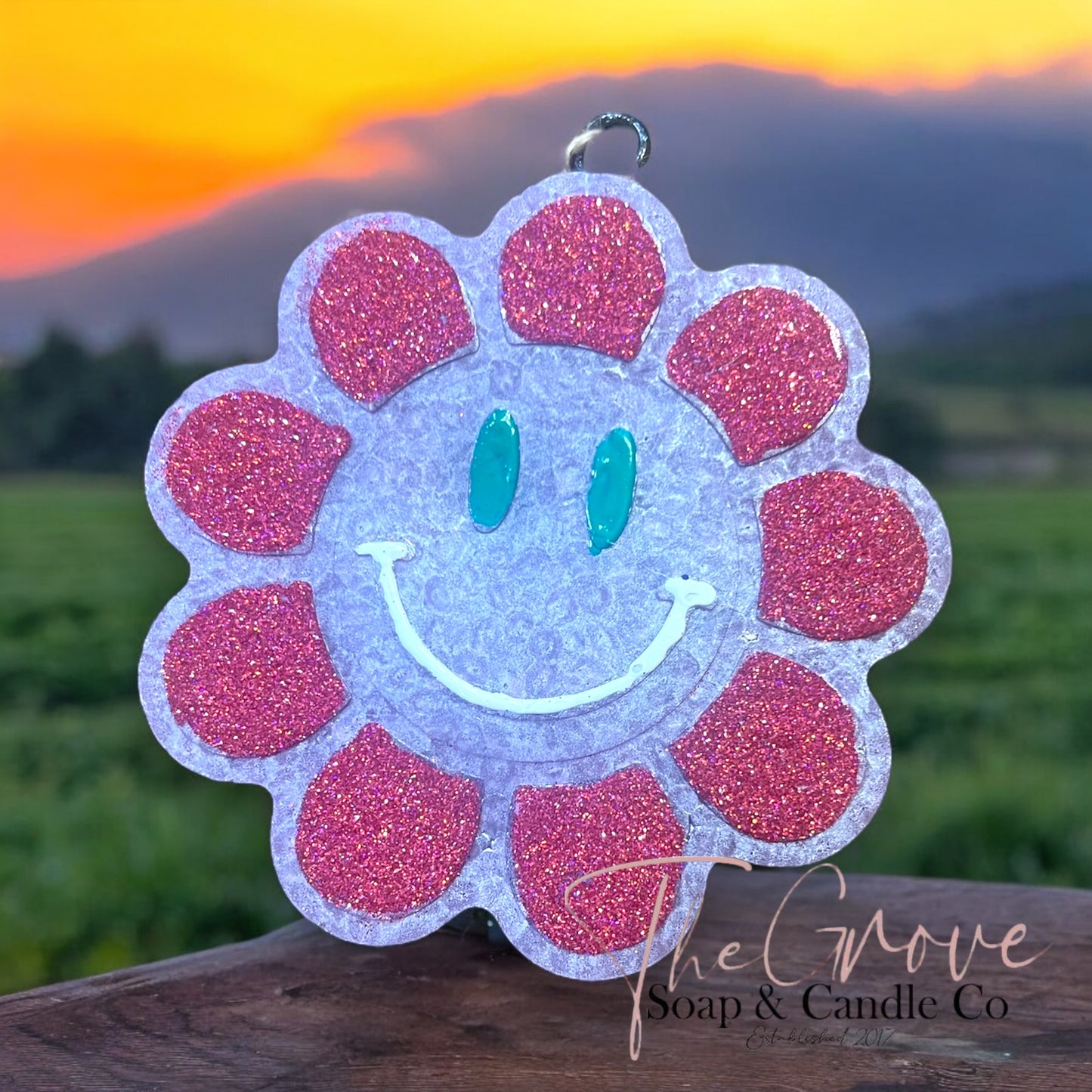 Mr. Happy glittered car freshie-high quality fragrance oil aroma beads