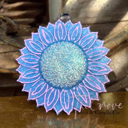 Summer Sunflower Car Freshie-scented glittered aroma beads