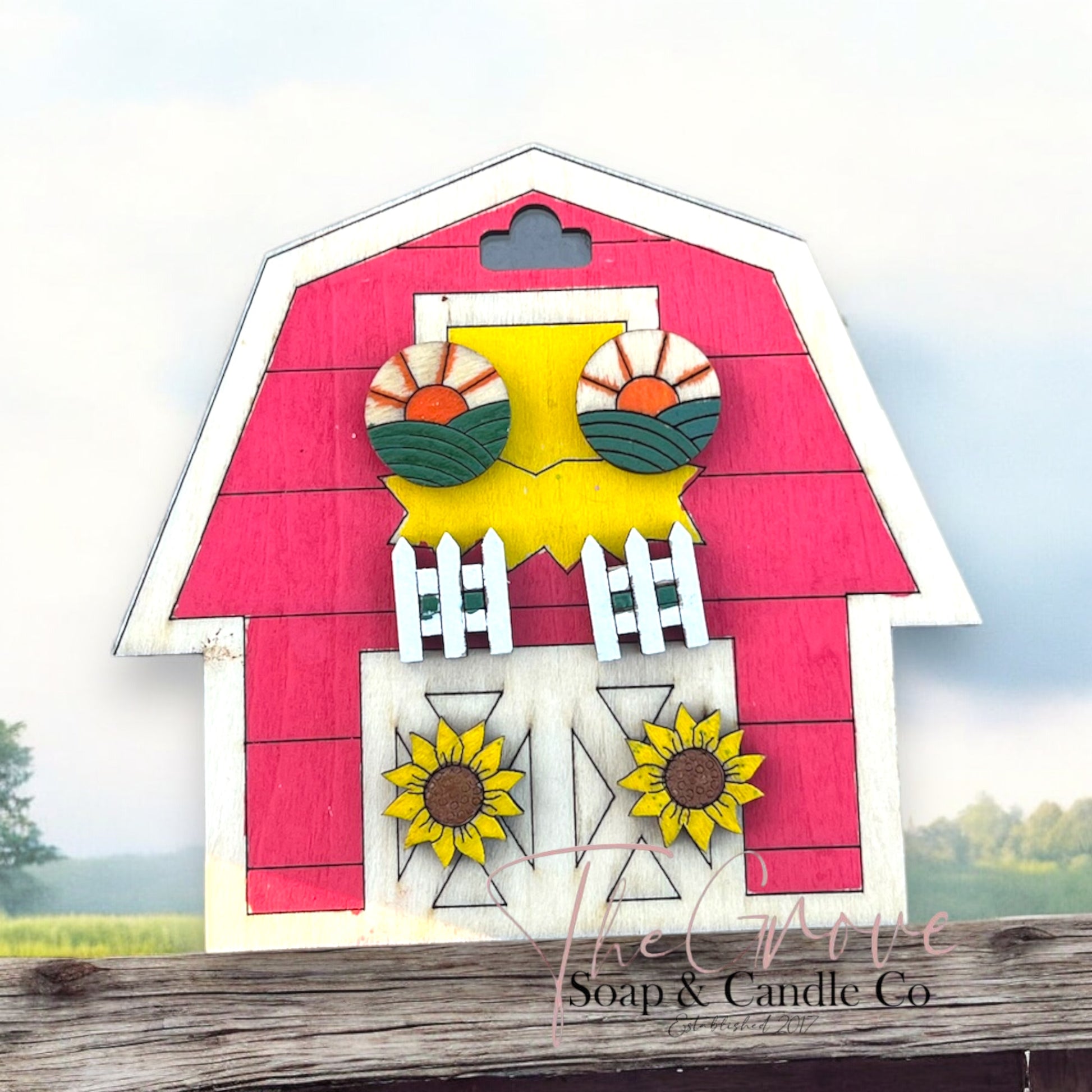 The Barn Stud Earring pack-Laser cut wooden studs-Hand Painted