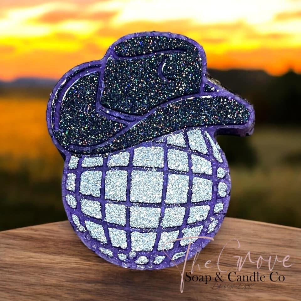 Disco Cowboy Car Freshie-western cowboy hat car decor-glittered disco ball mirror aroma