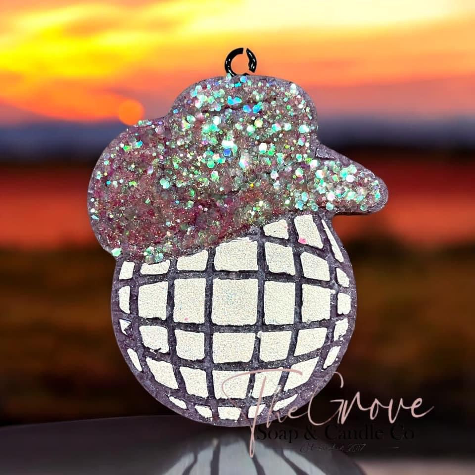 Disco Cowboy Car Freshie-western cowboy hat car decor-glittered disco ball mirror aroma