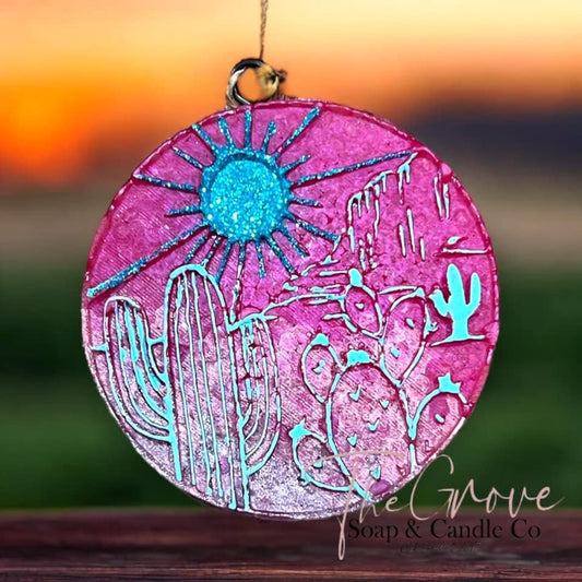 Desert Sunrise Car Freshie- Glittered vehicle decor