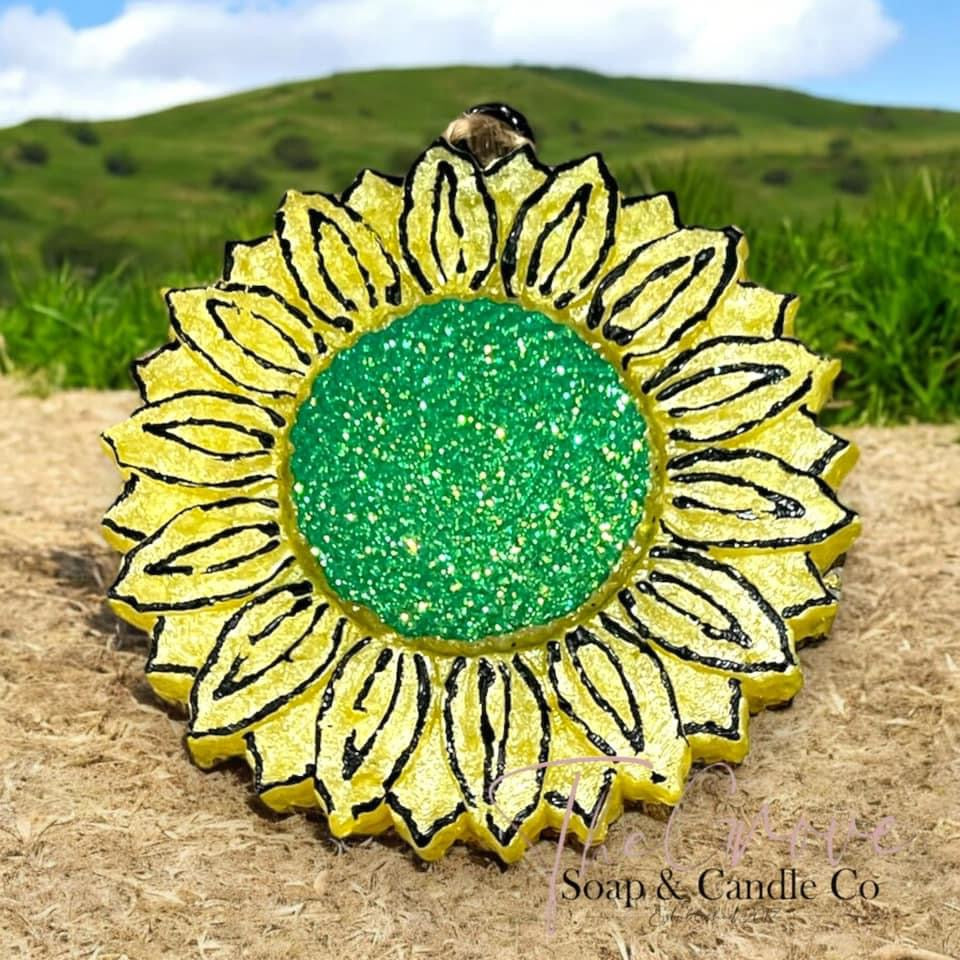 Summer Sunflower Car Freshie-scented glittered aroma beads