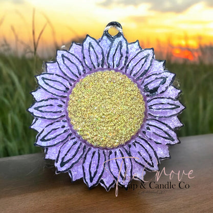 Summer Sunflower Car Freshie-scented glittered aroma beads