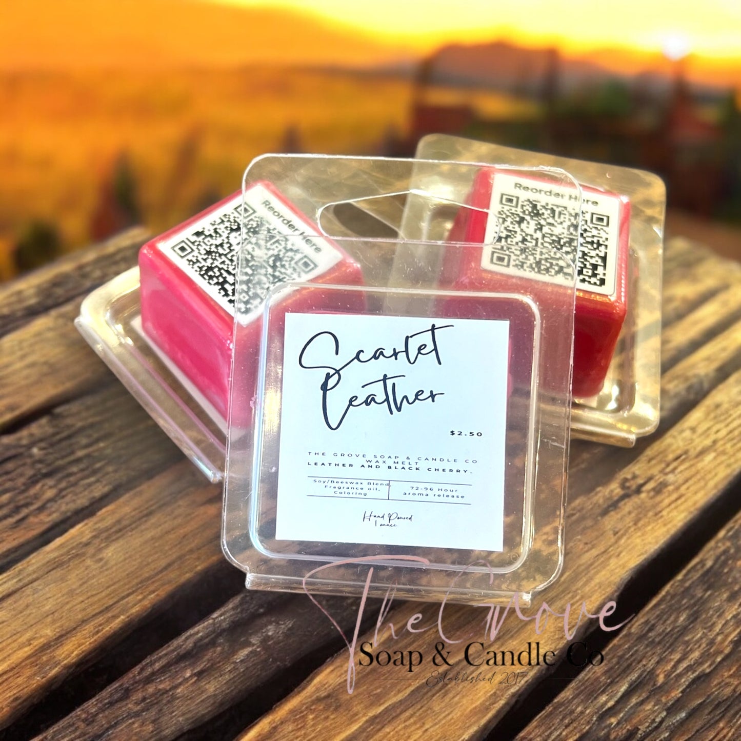 Scarlet Leather Wax Melts-Soy/Beeswax Flameless tart