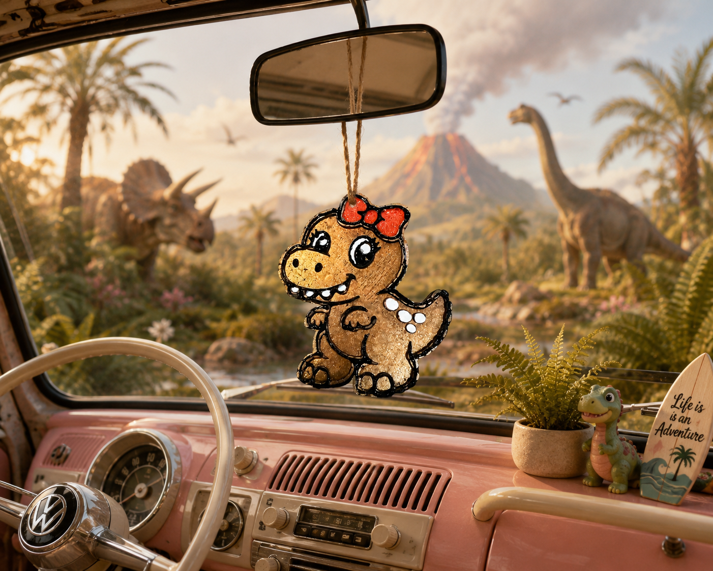Pretty in Prehistoric Dinosaur Car Freshie