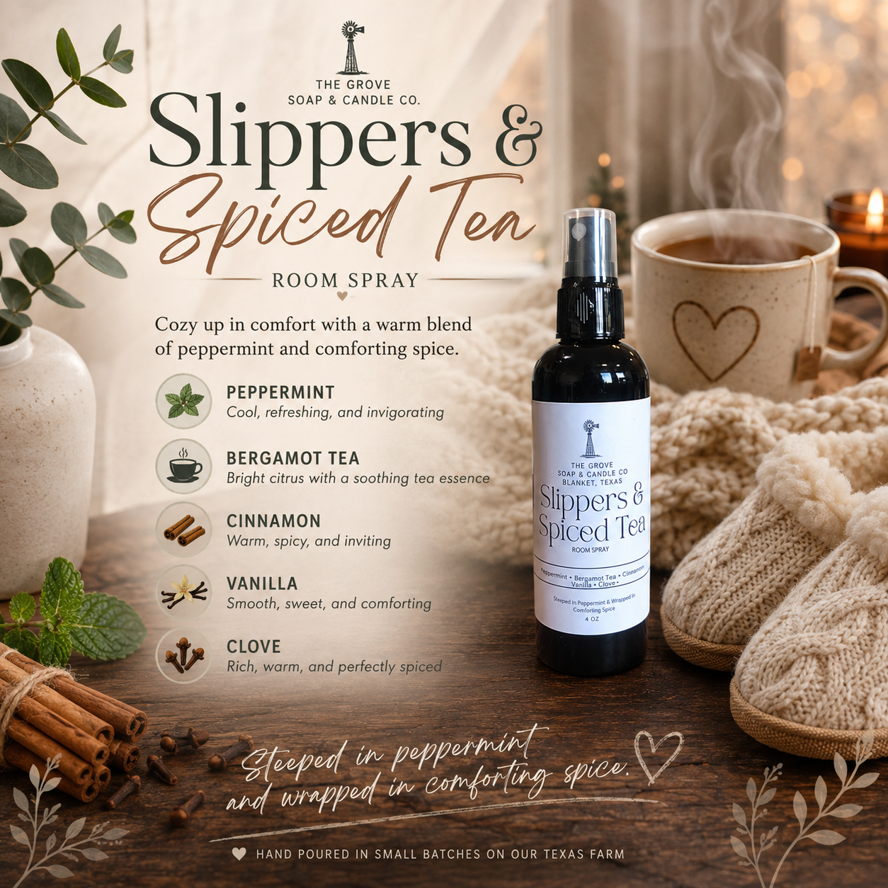 Slippers & Spiced Tea Room Spray
