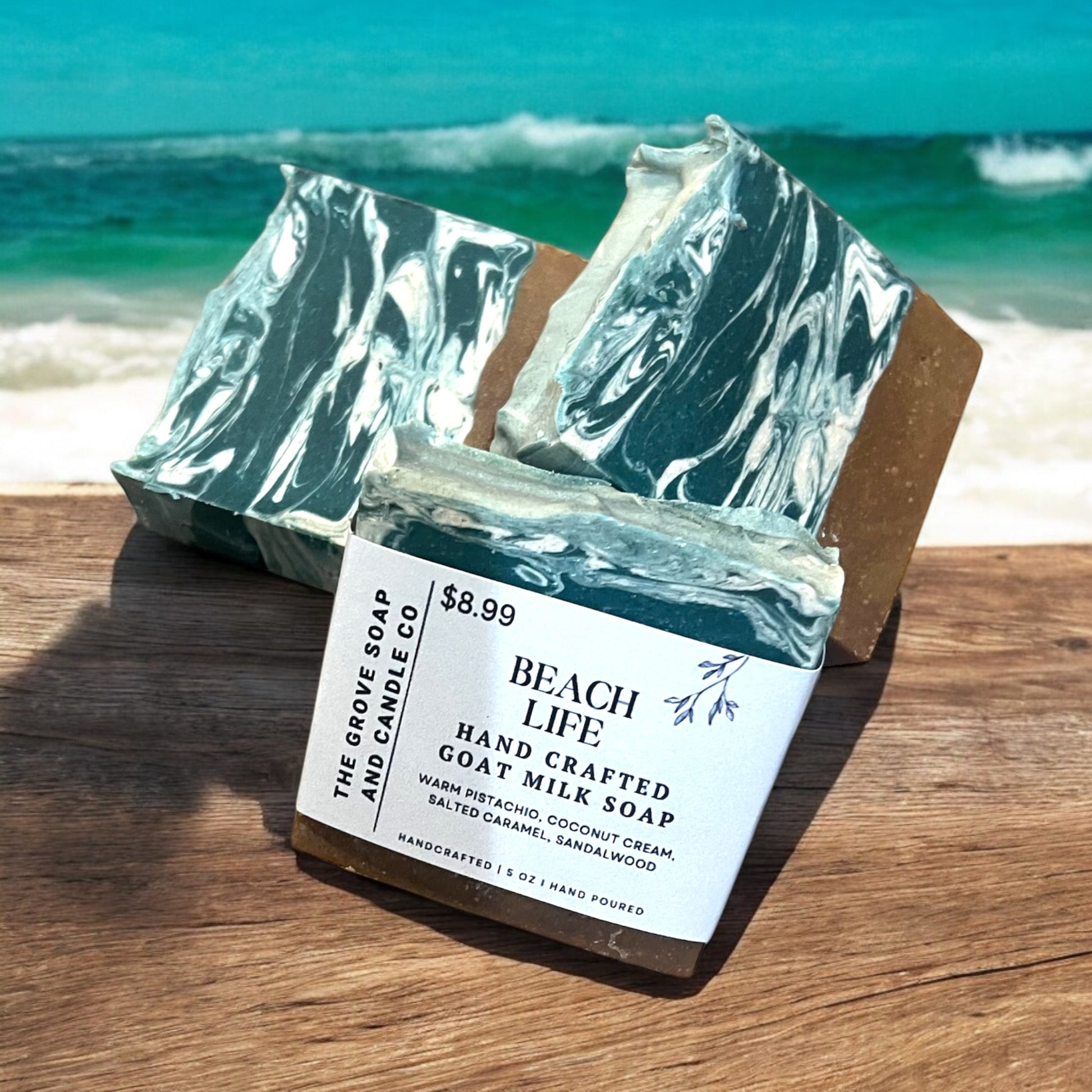 Beach Life artesian soap depicting the category of a summer bar of soap at the beach. 