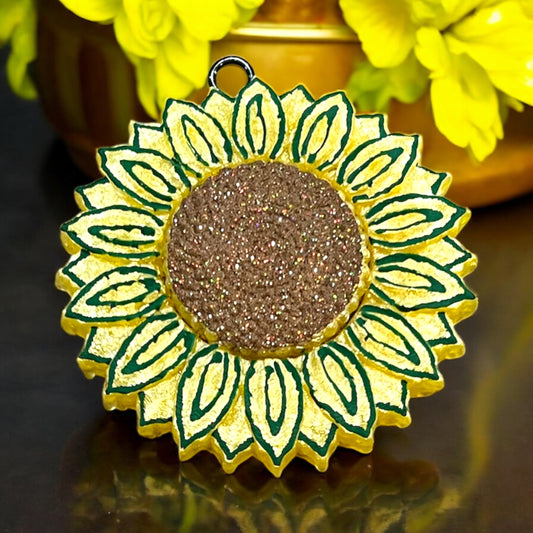 Summer Sunflower Car Freshie-scented glittered aroma beads