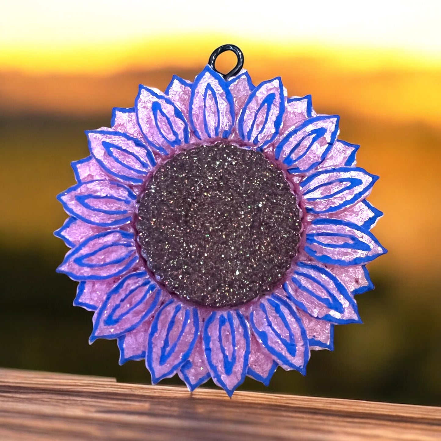Summer Sunflower Car Freshie-scented glittered aroma beads