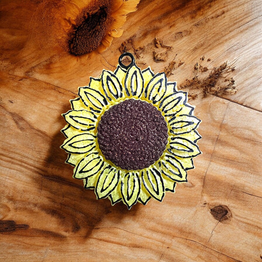 Summer Sunflower Car Freshie-scented glittered aroma beads